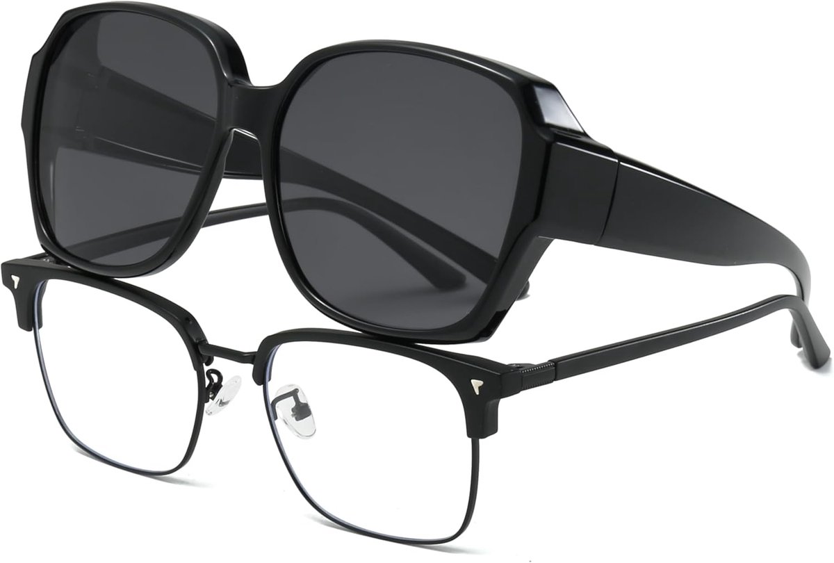 Gepolariseerde Oversized Zonnebril Over Bril met UV400 Bescherming voor Dames en Heren