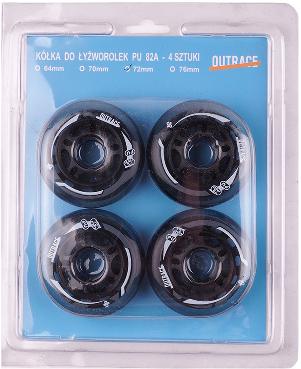 Outrace Ringen do Inline Skates 72 mm Zwart