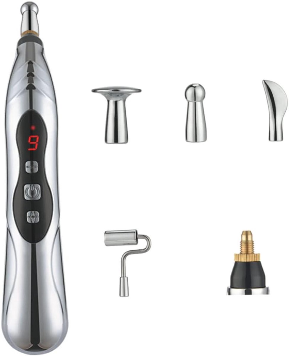 Elektronische Acupunctuurpen - Massage Pen - Pijn Verlichting - 9 Versnellingen Instelbaar - 18.3 cm Lengte - Zilver