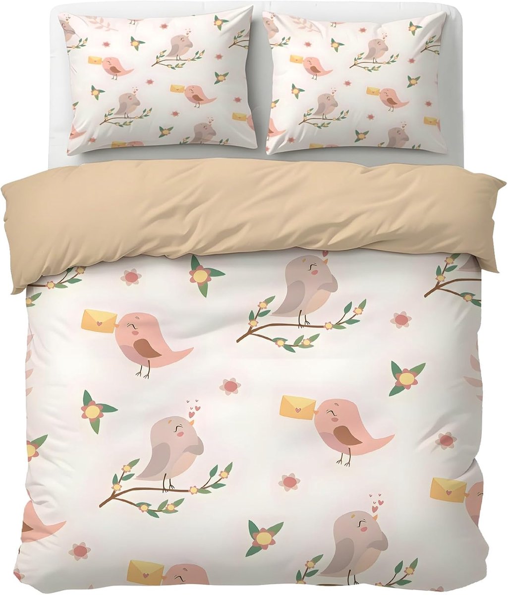 Peuter dekbedovertrek set - Kinder beddengoed - Slaapkamer decoratie - Ademend zacht materiaal - 120x150cm - Lichtroze
