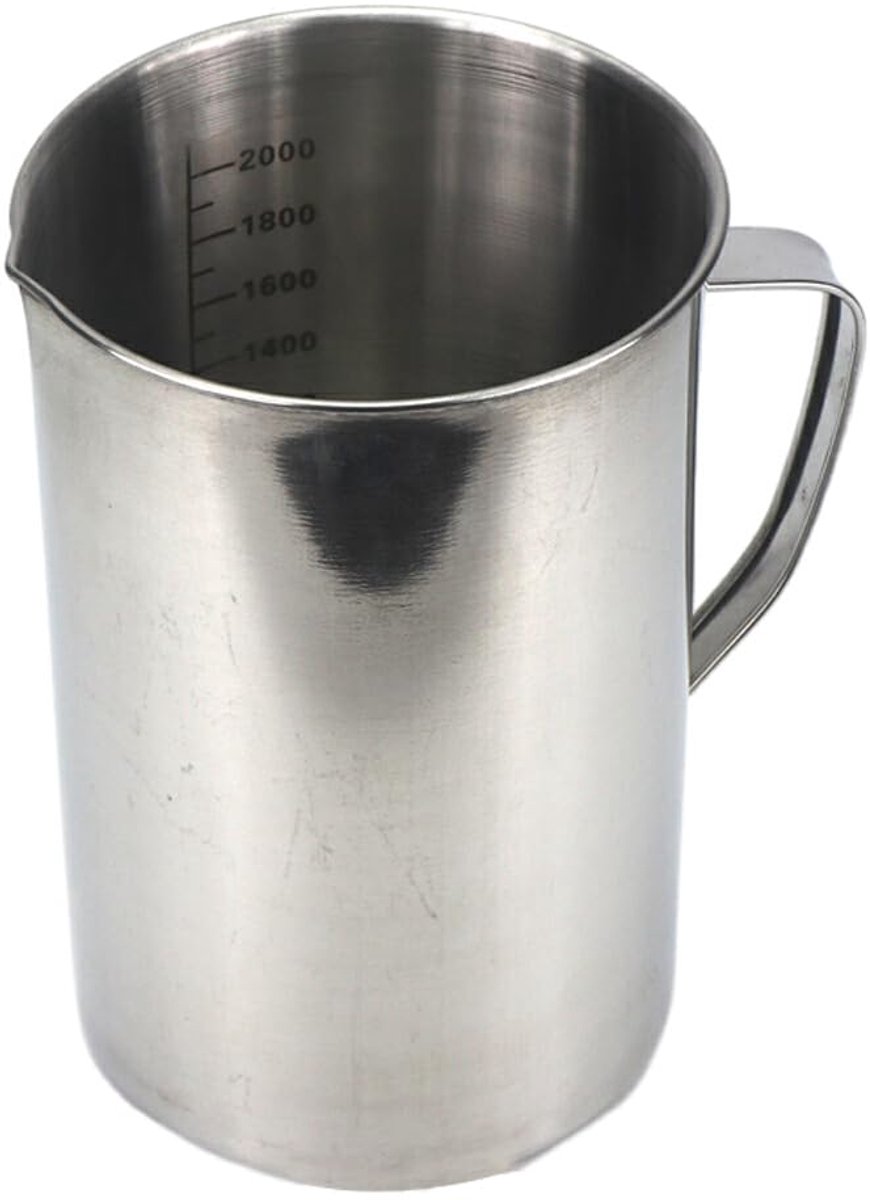 Metalen Maatbeker - Keuken Hulp - Bakken en Koken - Heavy Duty Ontwerp - 2000 ml - Zilver