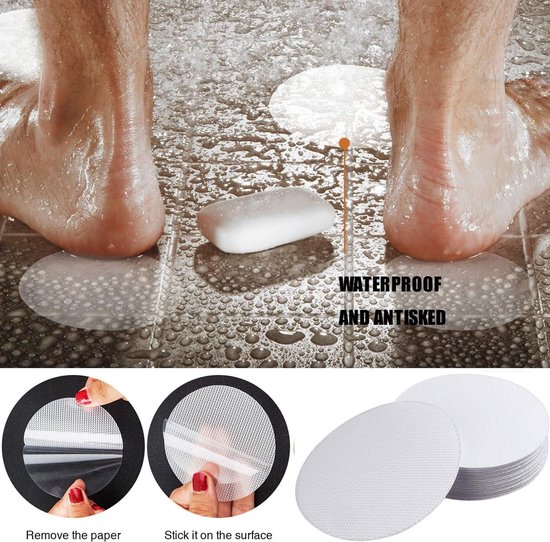 Antislip Badstickers - Veiligheidsstrips Douche - Voorkomt Uitglijden - Zelfklevend En Duurzaam - 10x10 cm - Transparant van Merkloos — afbeelding 2