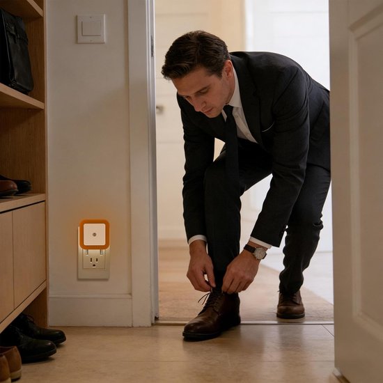 Nachtlampje met Stekker - Wandlampje Kinderkamer - Subtiele Verlichting - Energiezuinig Ontwerp - 4 x 7 x 4 cm - Geel — afbeelding 2