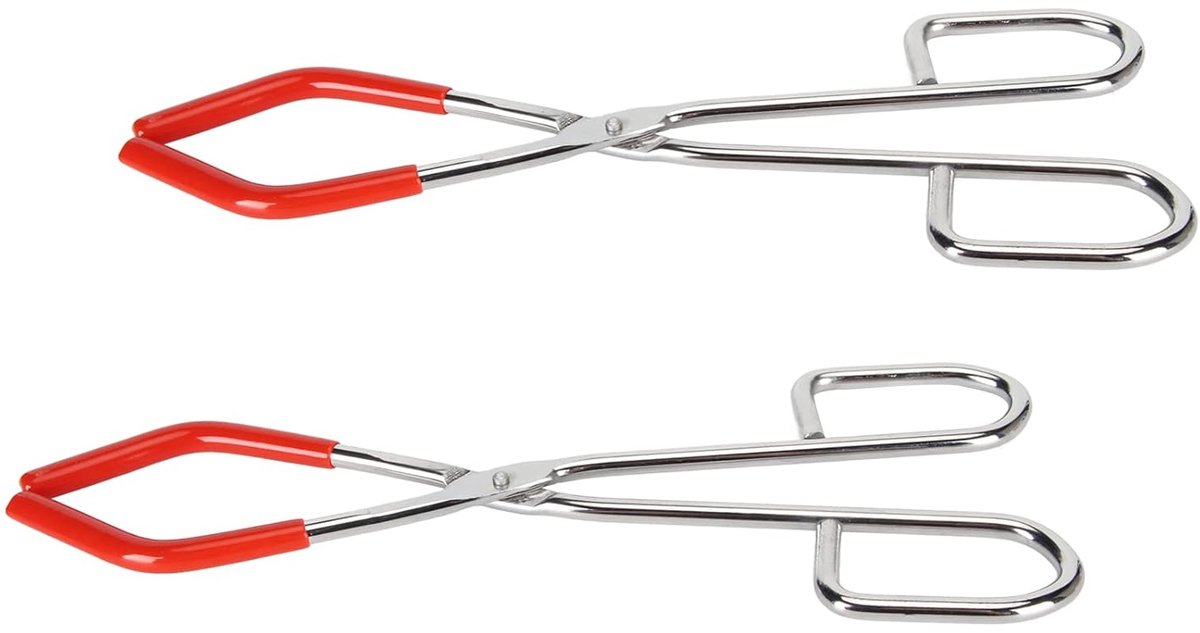 Laboratorium Tang - Lab Gereedschap - Veilig Vangen - Rubberen Bescherming - 25.6cm Lengte - Zilver