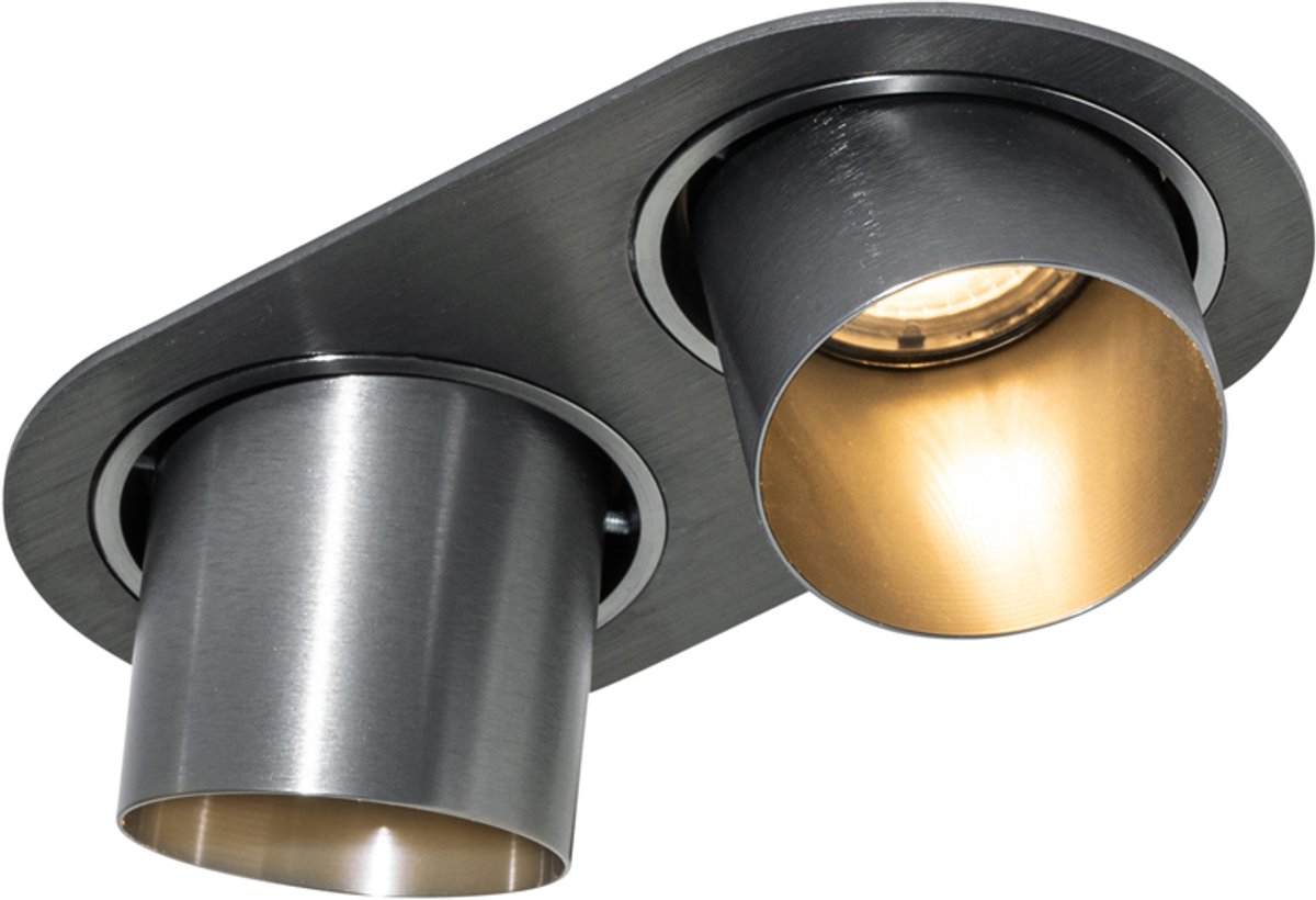 QAZQA installa - Moderne Inbouwspot - 6 stuks - L 18 cm - Gunmetal - Woonkamer | Slaapkame