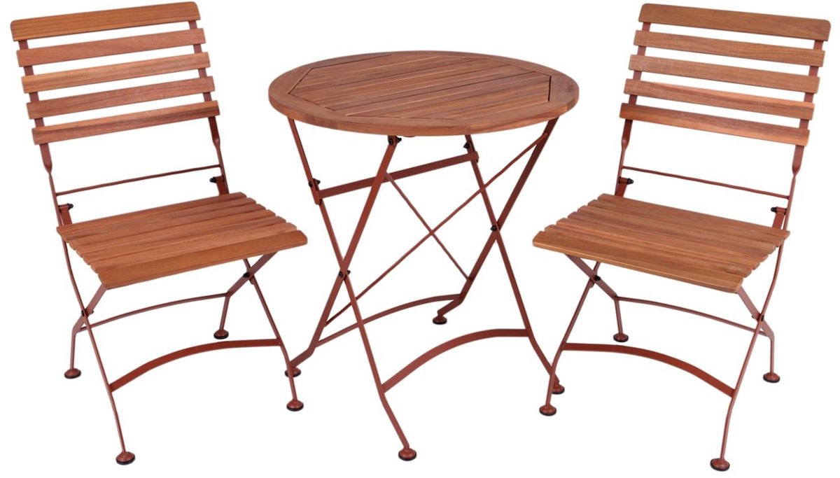 MaximaVida inklapbare ronde acacia bistroset Toscana 70 cm roestbruin - stoelen zonder armleuning