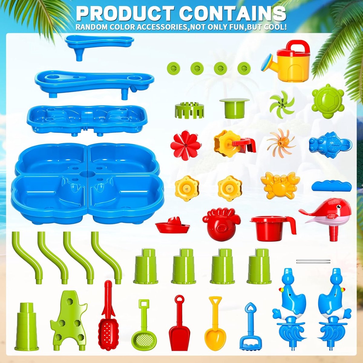 Zand- en Watertafel met Waterval – Speeltafel Kinderen – 4 Laags Waterbaan met Accessoires – Educatief Buitenspeelgoed — afbeelding 5