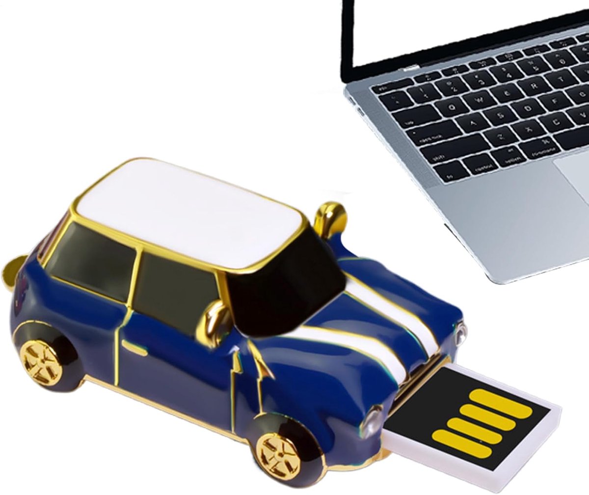 USB Geheugenstick - Data opslag - Bestanden overzetten - Retro auto design - 4GB Capaciteit - Blauw