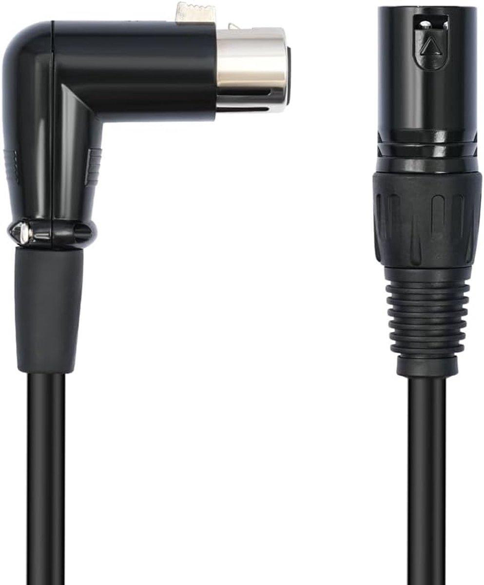 XLR Kabel - Microfoon Kabel - Geluidsapparatuur Aansluiten - Haakse Connector - 3 Pins - Zwart