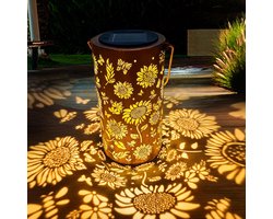Tuinverlichting op zonneenergie - tuinverlichting solar - tuinverlichting op zonneenergie - zonnebloem opengewerkte lantaarns van smeedijzer - buitenverlichting op zonne-energie - decoratieve verlichting voor kamperen - 20*12 cm