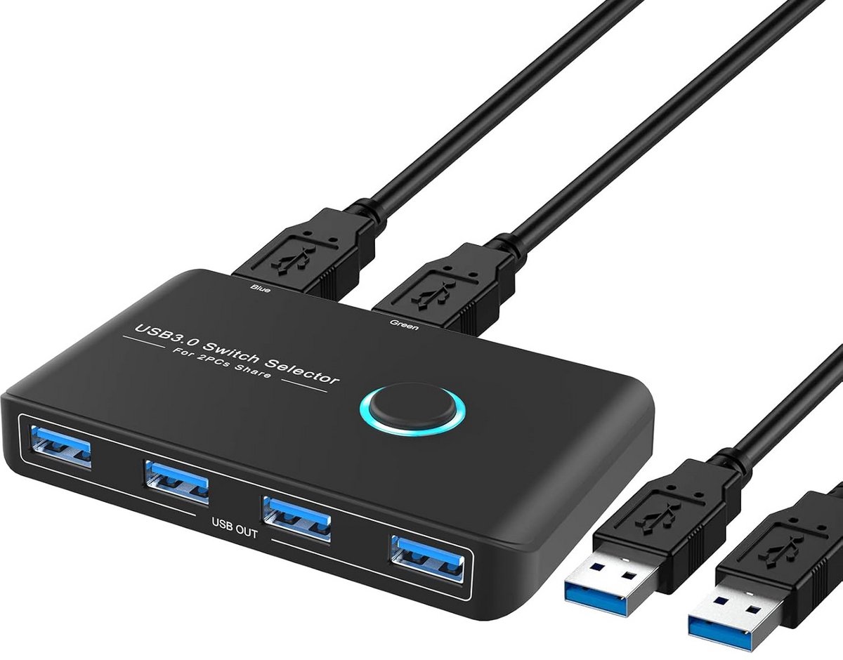 USB 3.0 KVM-switch 2 poorten 4 uitgangen - Delen van apparaten tussen 2 pc's