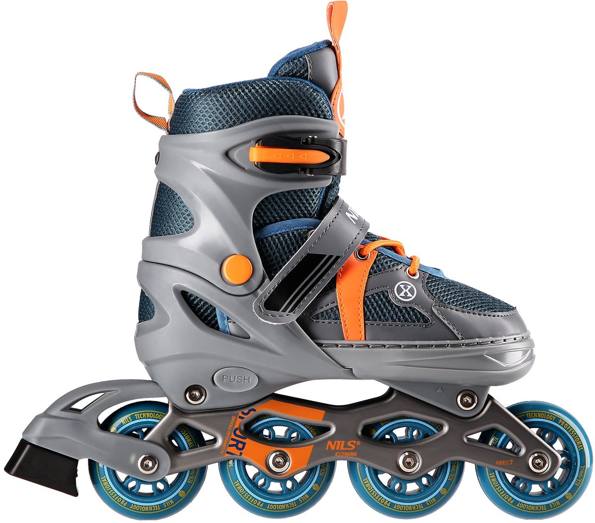 Nils Extreme NJ1828A Rolschaatsen M ABEC 7 Aluminium Ploeg Oranje