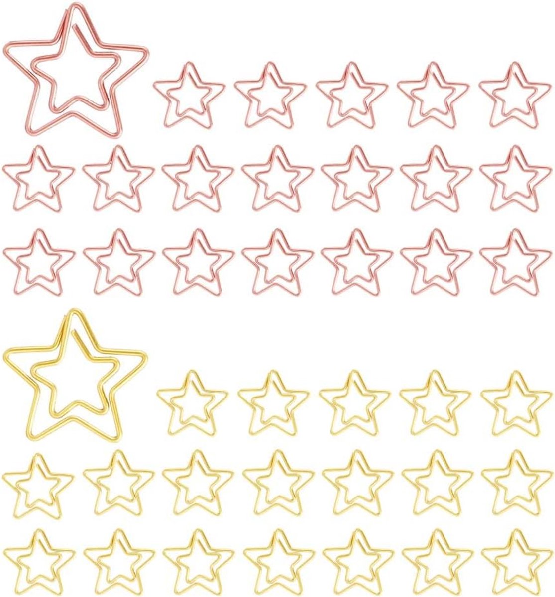 Decoratieve Paperclips Stervormig in Rosé en Geel Goud - Set van 20