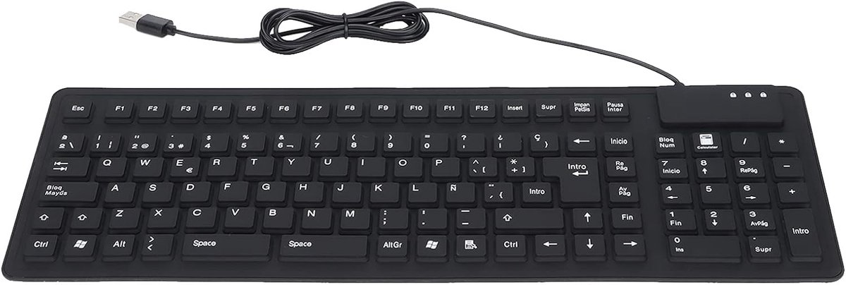 Stil en Draagbaar USB Toetsenbord met Spaans AZERTY Layout - Waterdicht en Stofdicht