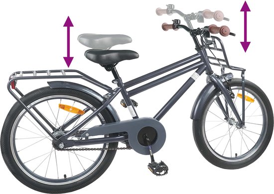 vidaXL - Kinderfiets - 18 - Inch - voor - 5-7 - jaar - oud - Donkergrijs van VidaXL — afbeelding 2