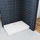 Aica Witte douchebak rechthoek 120x90cm slechts 3cm gemaakt kunststeen en minerale harsmix Extra plat ontwerp met douchegoot rooster en afvoer verkrijgbaar in verschillende maten incl. verstelbare poten tot 10 cm