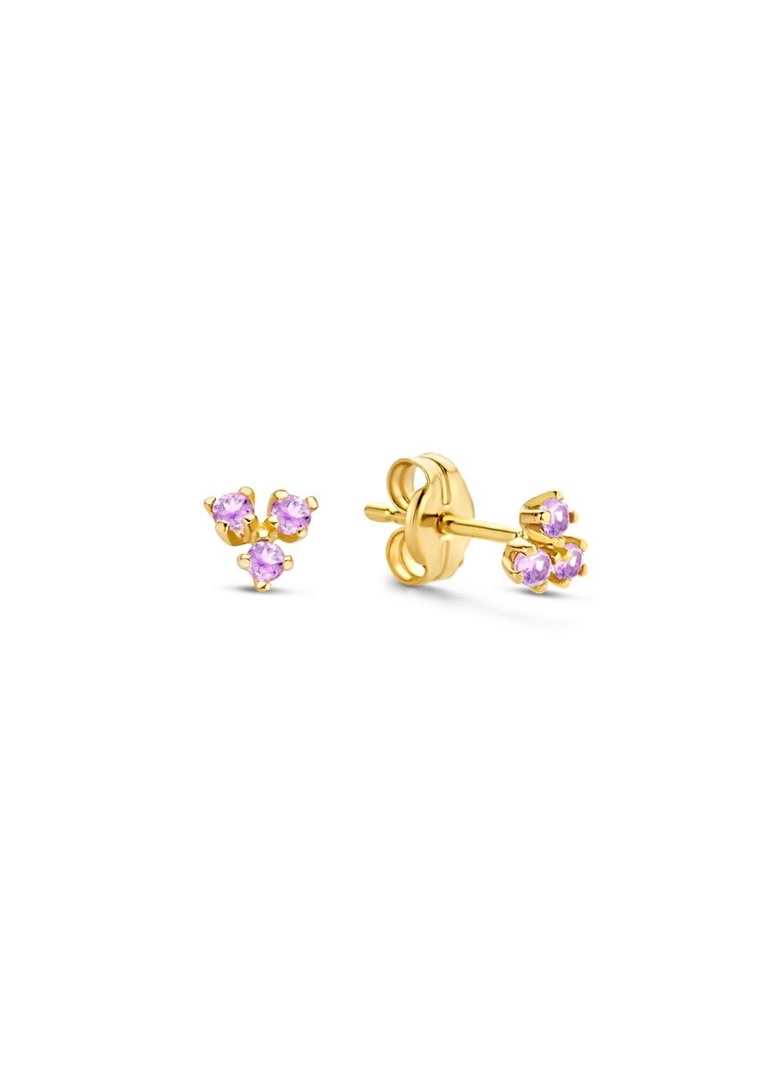 Jackie Triangle Amethyst Studs 585
