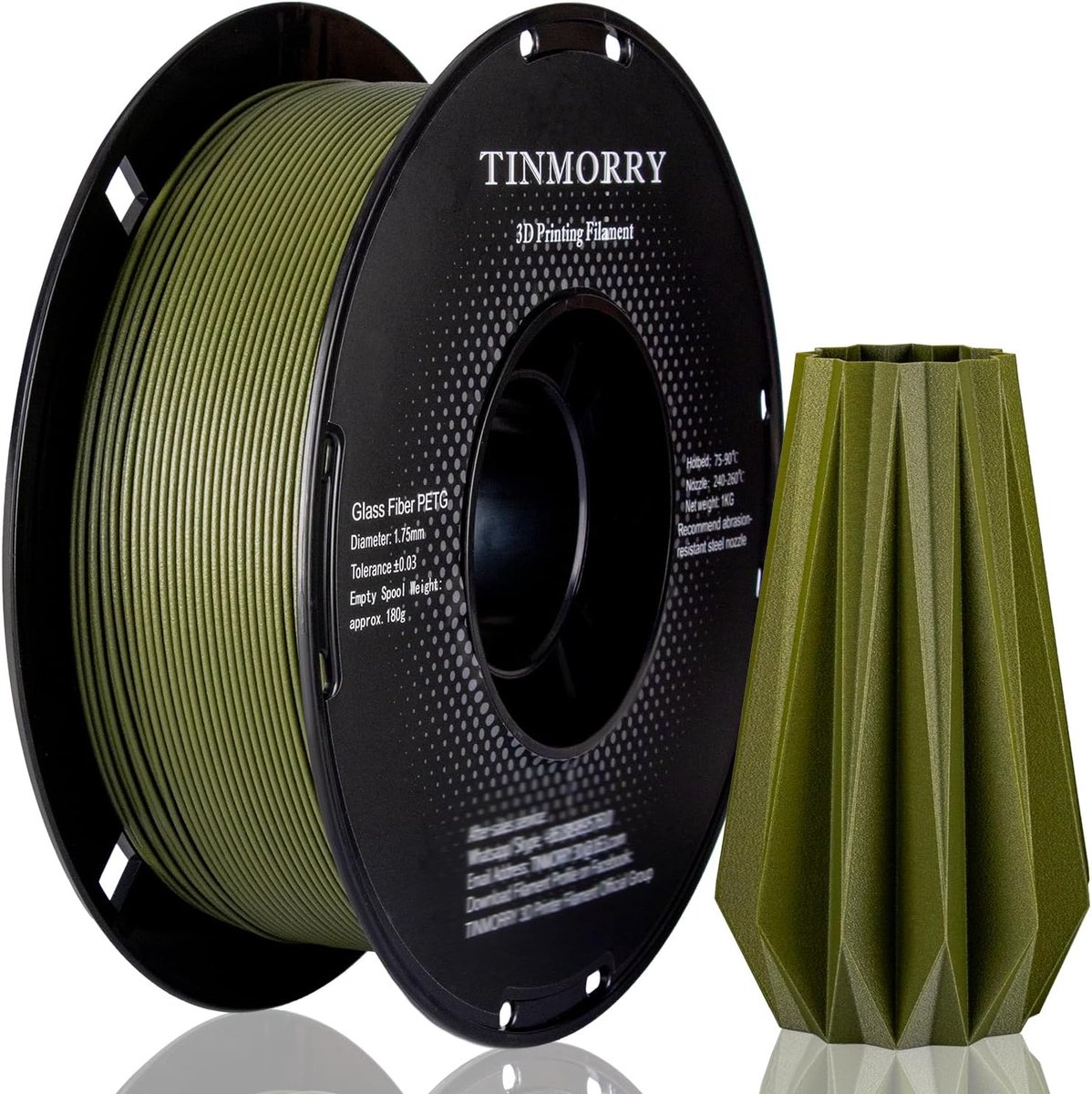 3D Print Filament - PETG Glasvezel - Robuuste Prints - Hoge Stijfheid - 1.75mm 1kg - Donkergroen
