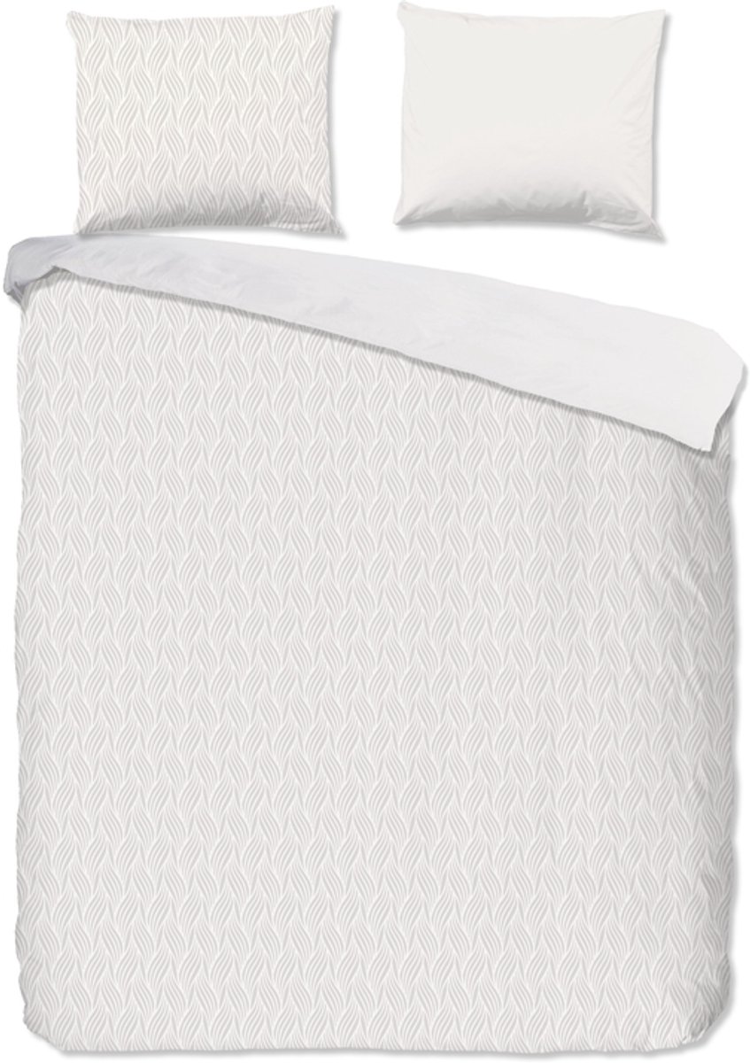 Pure dekbedovertrek geometrische print - 2 persoons 200x200/220 cm - Wit Zand - Microvezel