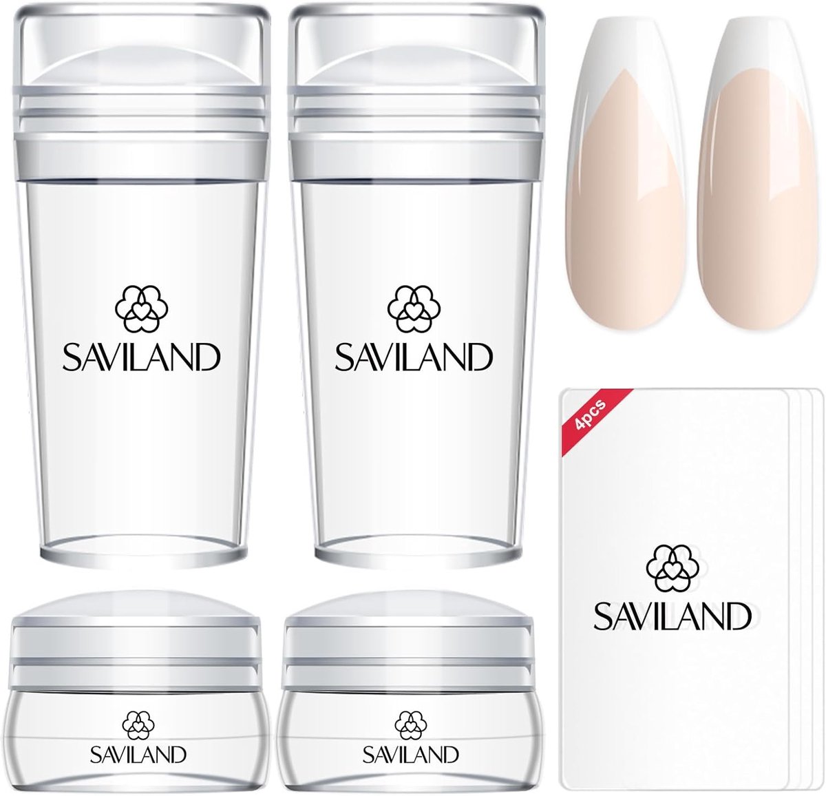 Nagelstempelset French Tip met Scrapers - 4 stuks Siliconen Stamper voor Nail Art
