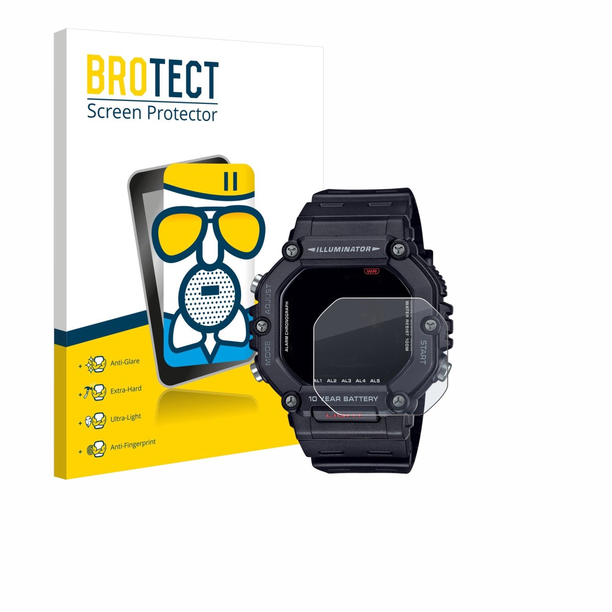 BROTECT - Screenprotector voor Casio AE-1600H - Folie Beschermfolie Beschermglas matte