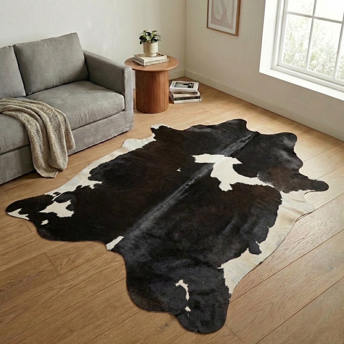 Koeienhuid Vloerkleed XXL (Extra Groot) - Zwart-wit - 242 x 221 cm - Koeienkleed / Koeienvel / Dierenvel / Dierenhuid / Koehuid Tapijt
