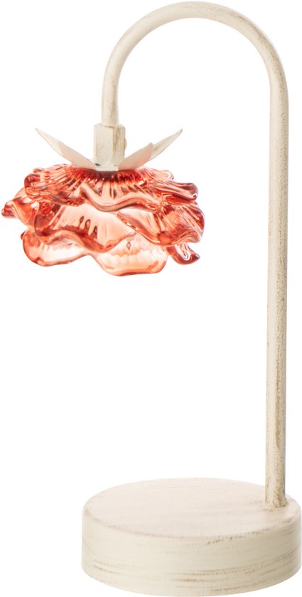 J-Line lamp Bloem - ijzer - oranje/wit - small - LED lichtjes