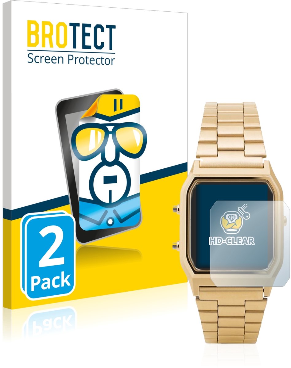 BROTECT - Screenprotector voor Casio AQ-230GA - Folie Beschermfolie transparant 2 Stuks