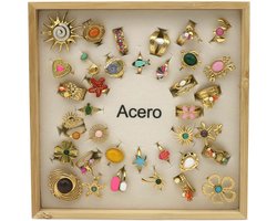 Ringenset - RVS - verstelbaar - 36 stuks - multicolor - display