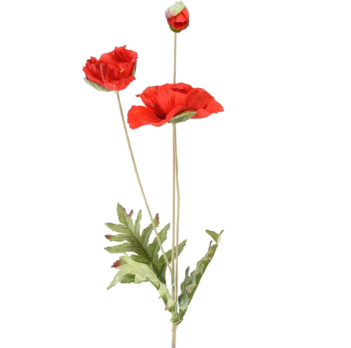 Viana Poppy decoratieve tuinbloem met 3 bloemen rood L70cm