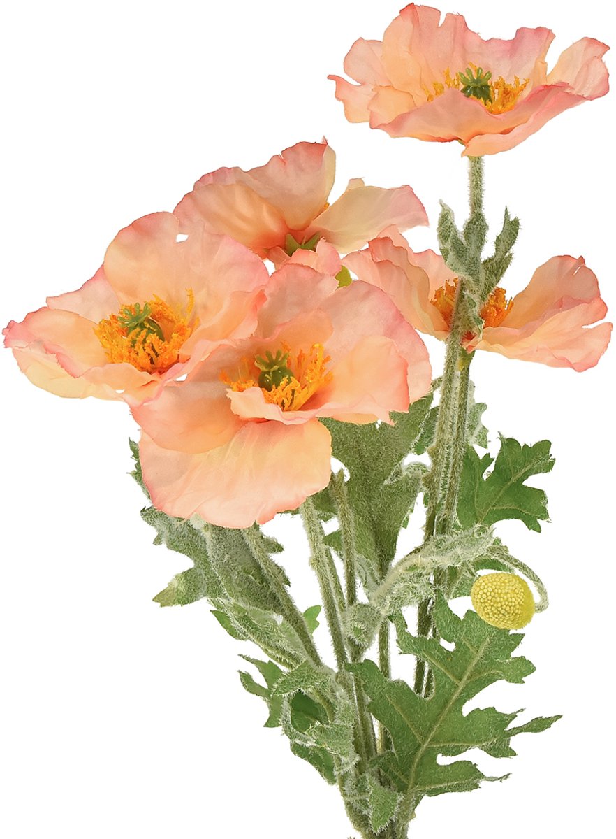 Viana Kunstbloemen kunst klaproos bloemdecoratie 35cm bos 3 st oranje