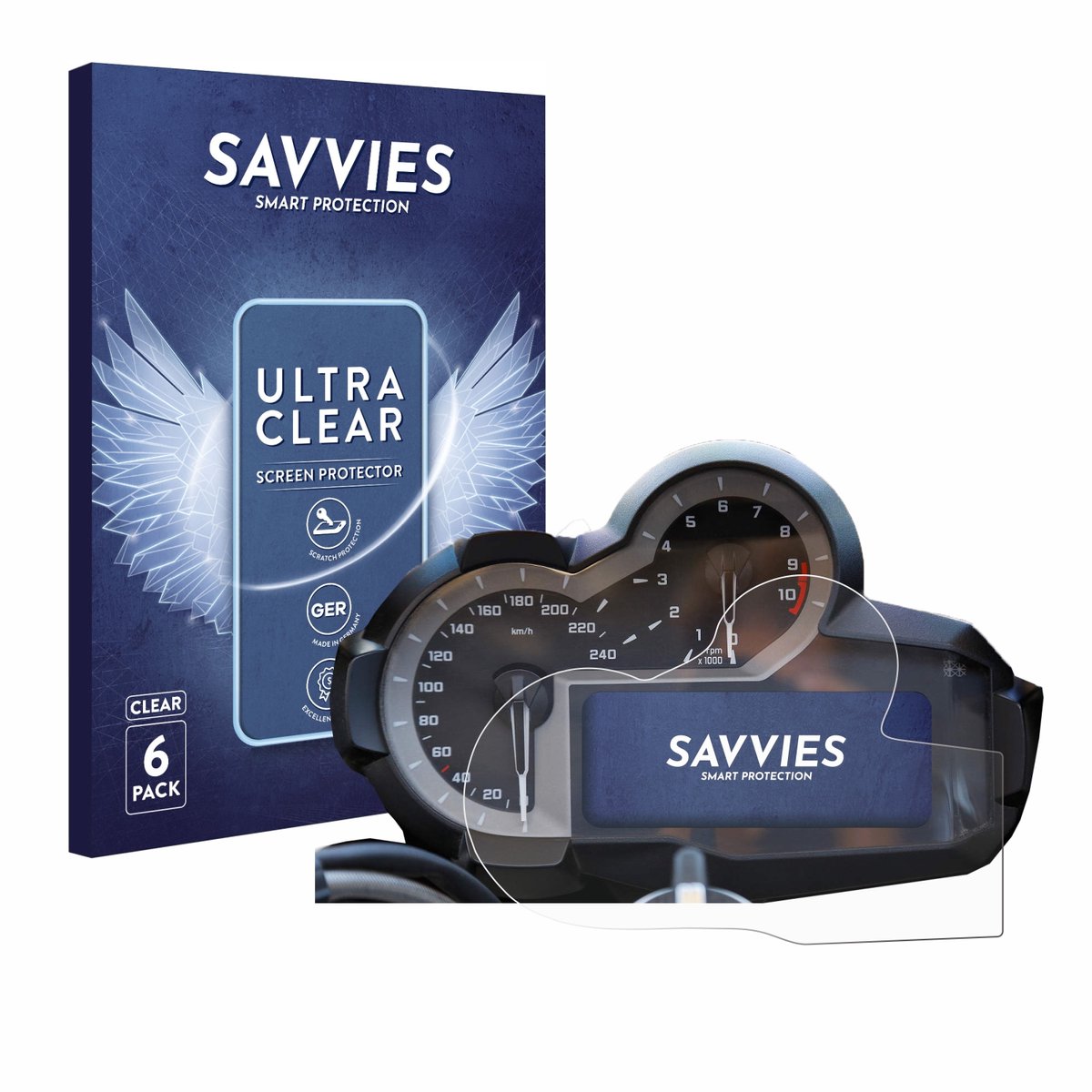 Savvies - Screenprotector voor BMW R 1200 GS K50 2013-2018 Snelheidsmeter - Folie Beschermfolie transparant 6 Stuks