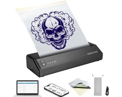 VEVOR Tattoo Transfer-Sjabloonprinter, Draadloze Bluetooth-Tatoeage-Sjabloonprinter met 10 Stuks Transferpapier En Stoffen Zak, Draagbare Tattoo-Printer voor Android En Ios-Telefoon
