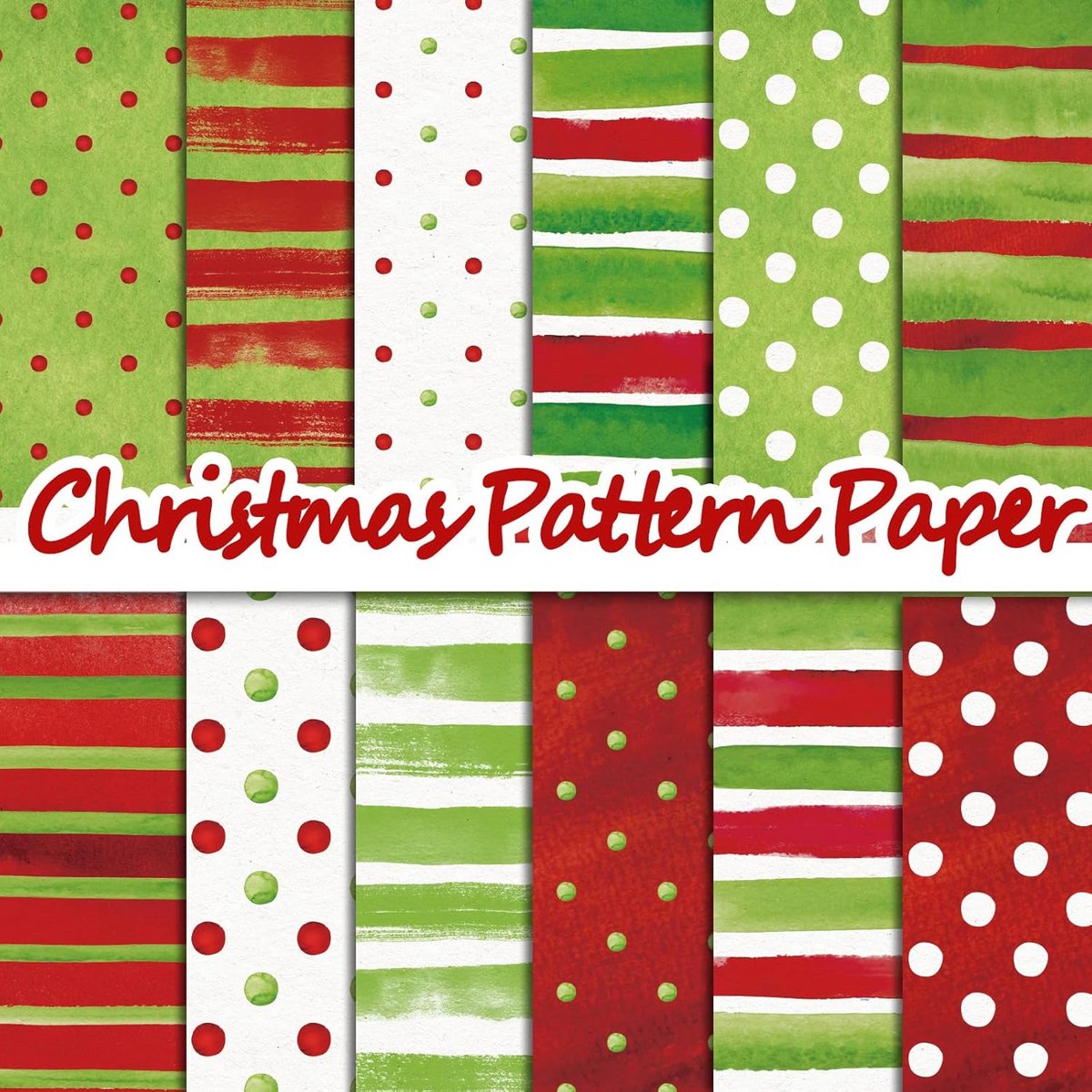24 Vellen Kerst Thema Scrapbook Papier - Dubbelzijdig Knutselpapier Rood Groen - 30x30 cm