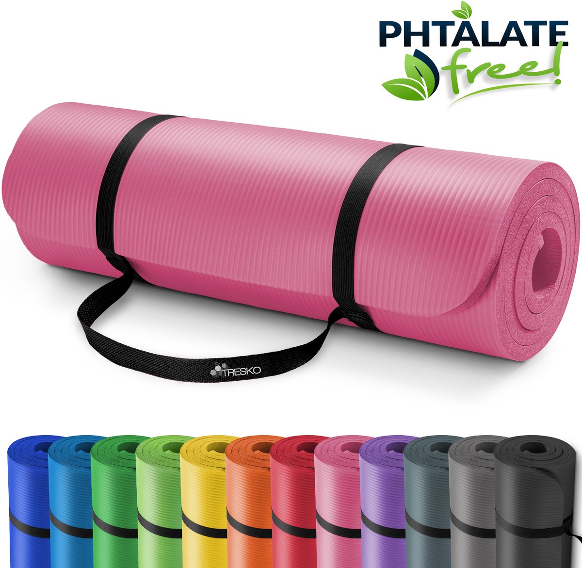 Yoga mat roze 190x100x15 cm fitnessmat pilates aerobics