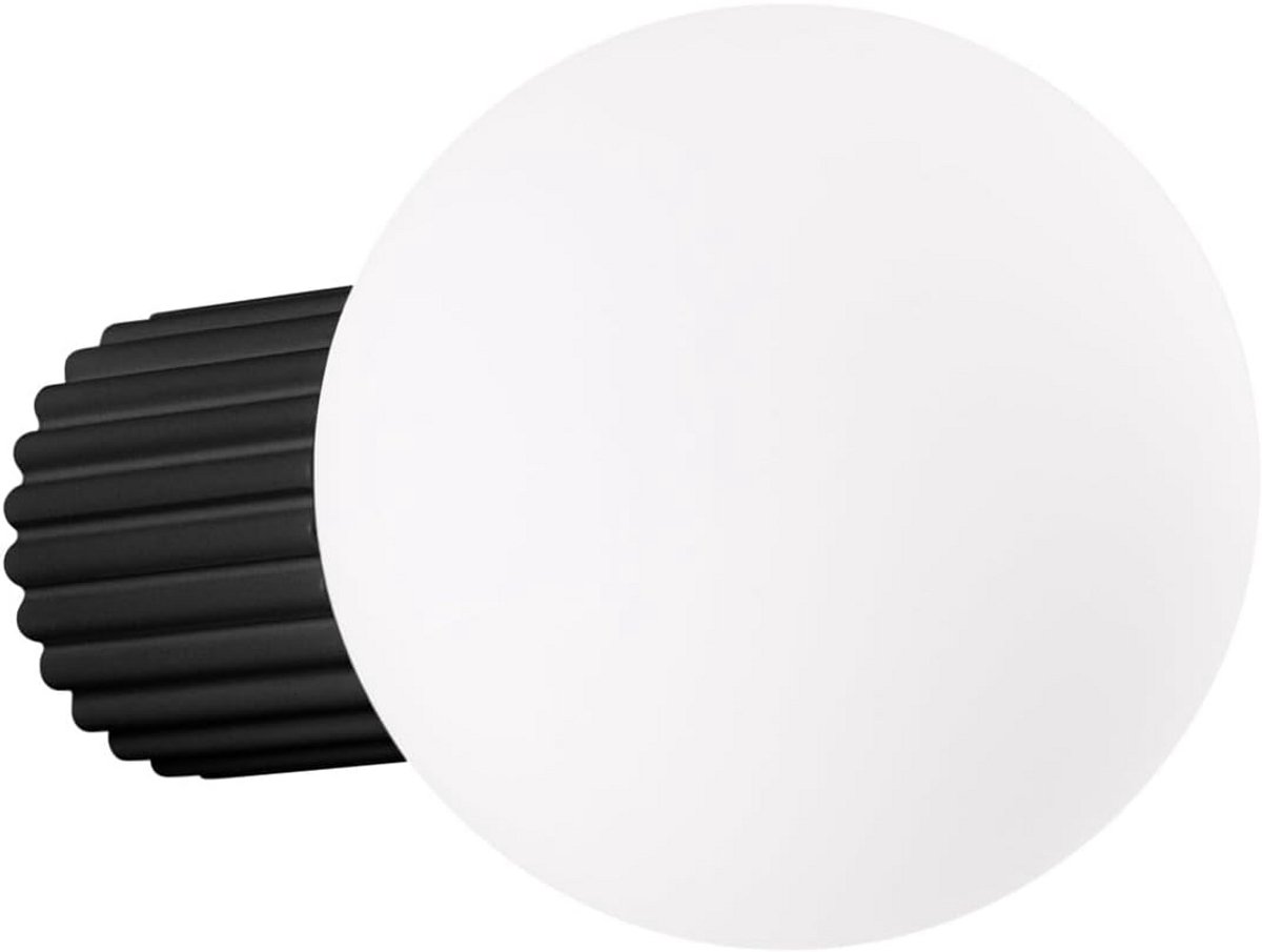 Moderne Zwarte Aluminium Wandlamp met Glazen Bol - Sfeervolle Binnenverlichting