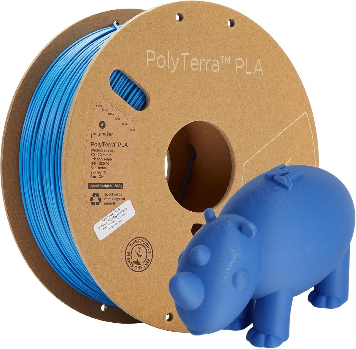 Duurzaam PLA 3D-printerfilament 1,75 mm 1000g Saffierblauw