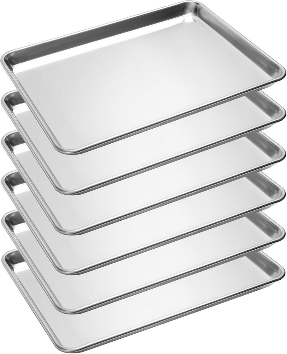 6-Pack Bakplaat Aluminium Commercieel Formaat XXL Duurzaam Antiaanbak