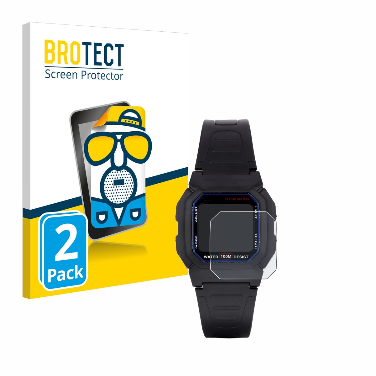 BROTECT - Screenprotector voor Casio W-800H-1AVES - Folie Beschermfolie matte 2 Stuks