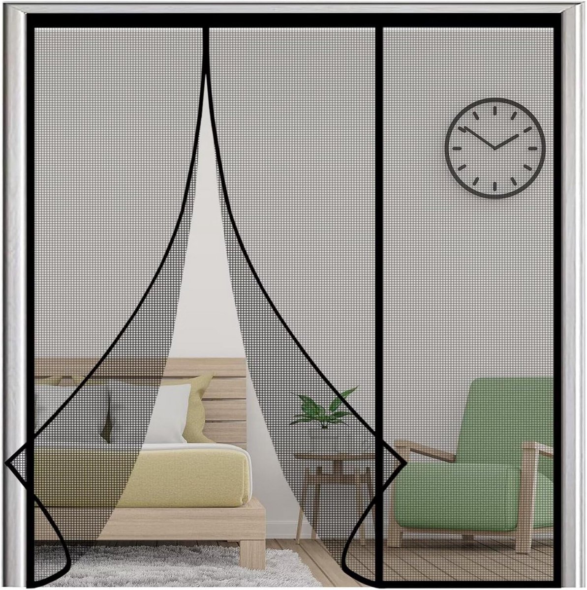 Magneet Hor Deur Balkon 200x275cm Zwart - Insectenhor Zonder Boren
