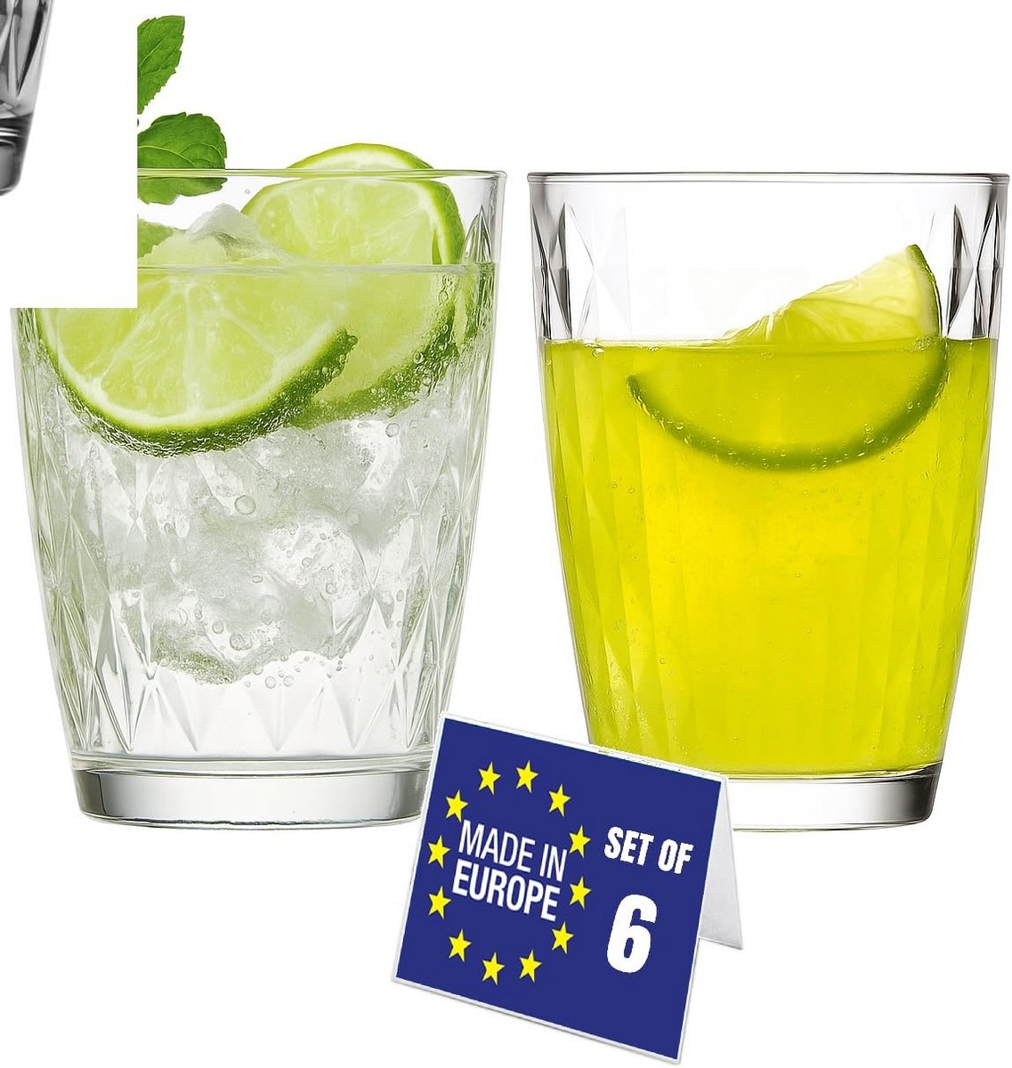 Set van 6 Kristalheldere Waterglazen, 415 ml, Loodvrij en Vaatwasmachinebestendig