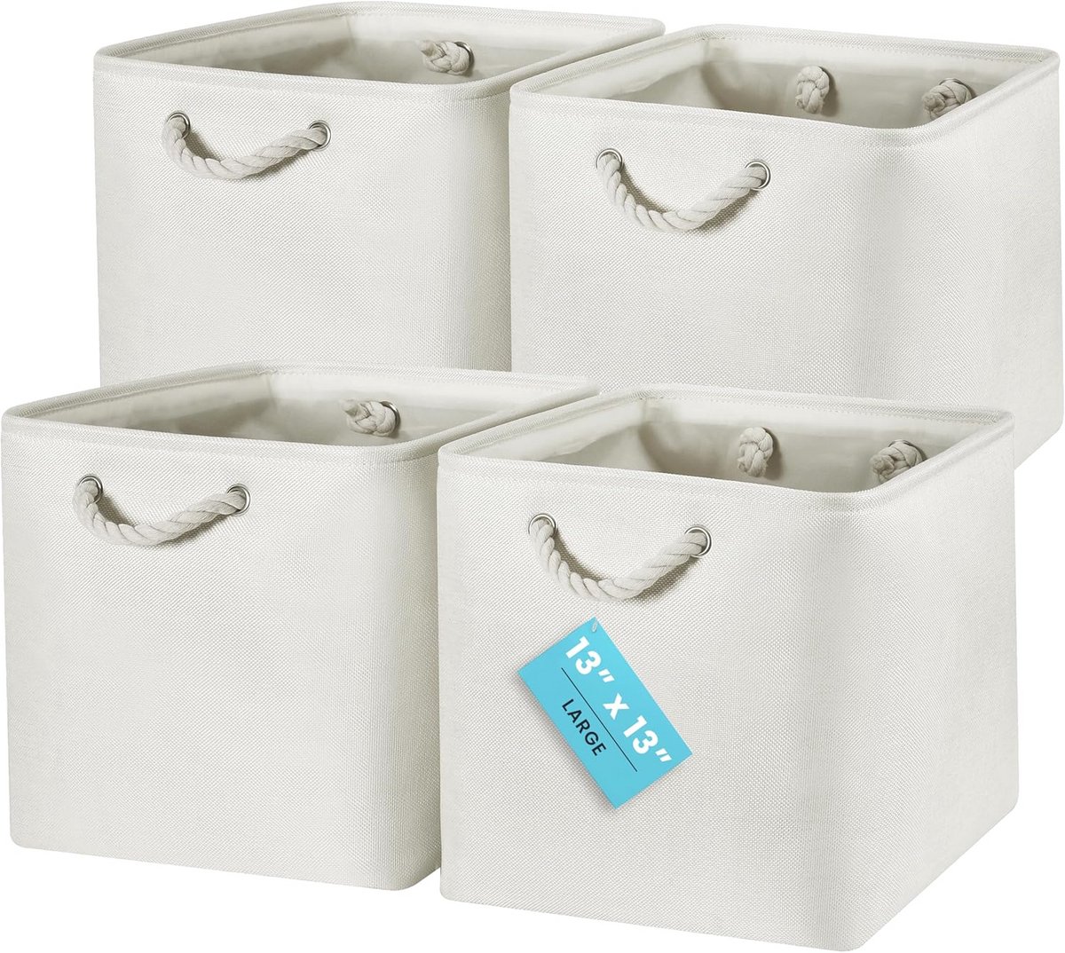Vouwbare Opbergmanden met Touwhandvatten - Set van 4 - Off-White