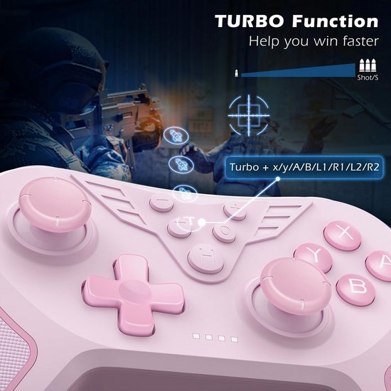 LATEC Controller voor switch, draadloze switch controller, compatibel met Switch Lite/OLED, Hall Joystick/programmeerbare knop/6-assige gyroscoop/instelbare vibratie/turbo-functie/beeldschermopname — afbeelding 5