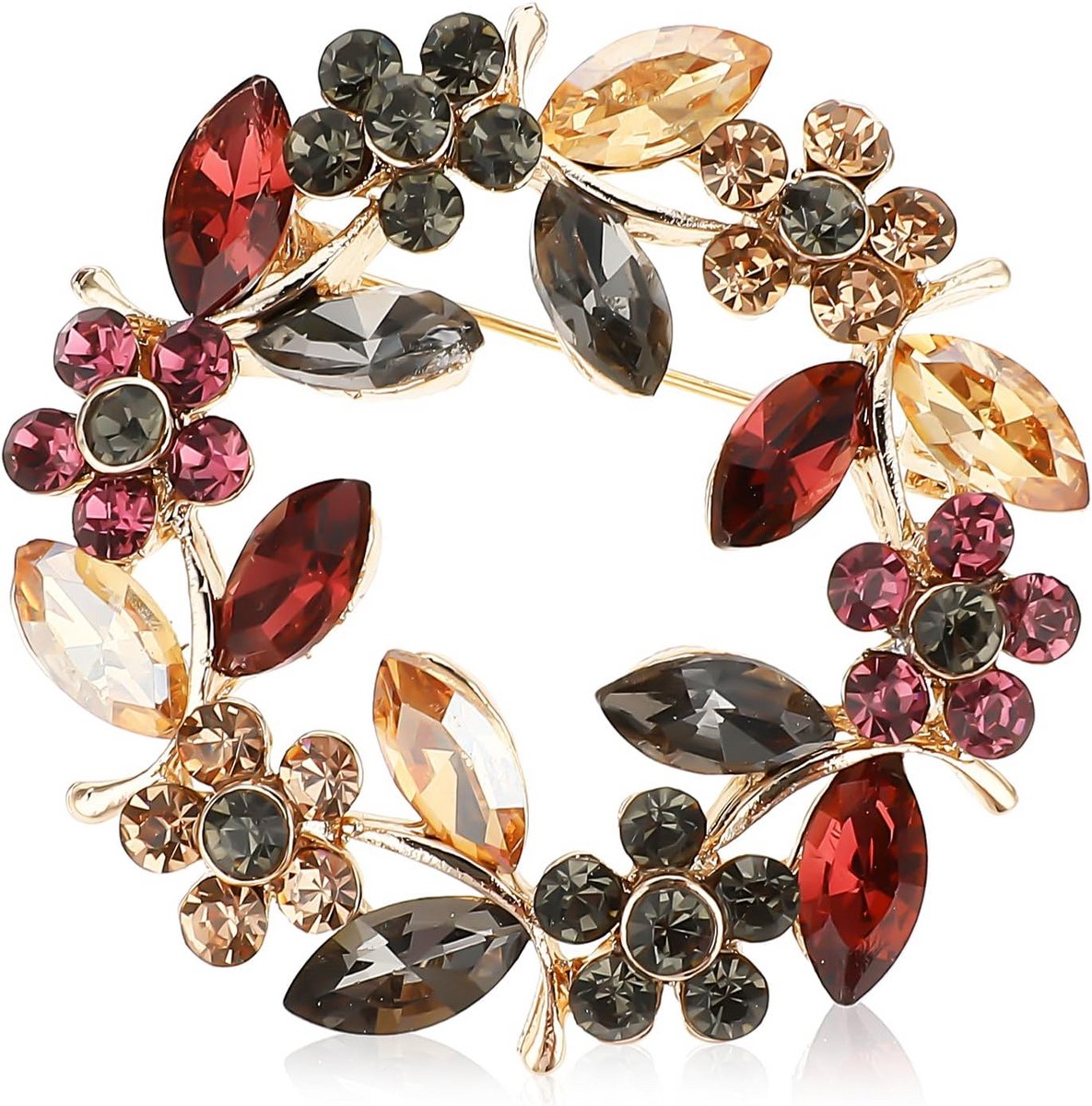 Kleurrijke Slingerbroche voor Dames - Elegante Strass Bloemenboeket Broche