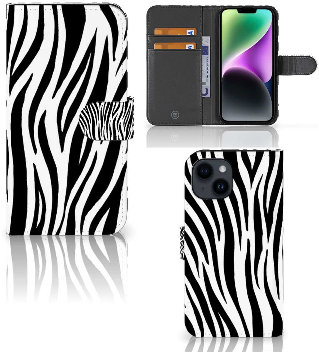 iPhone 15 Telefoonhoesje met Pasjes Zebra