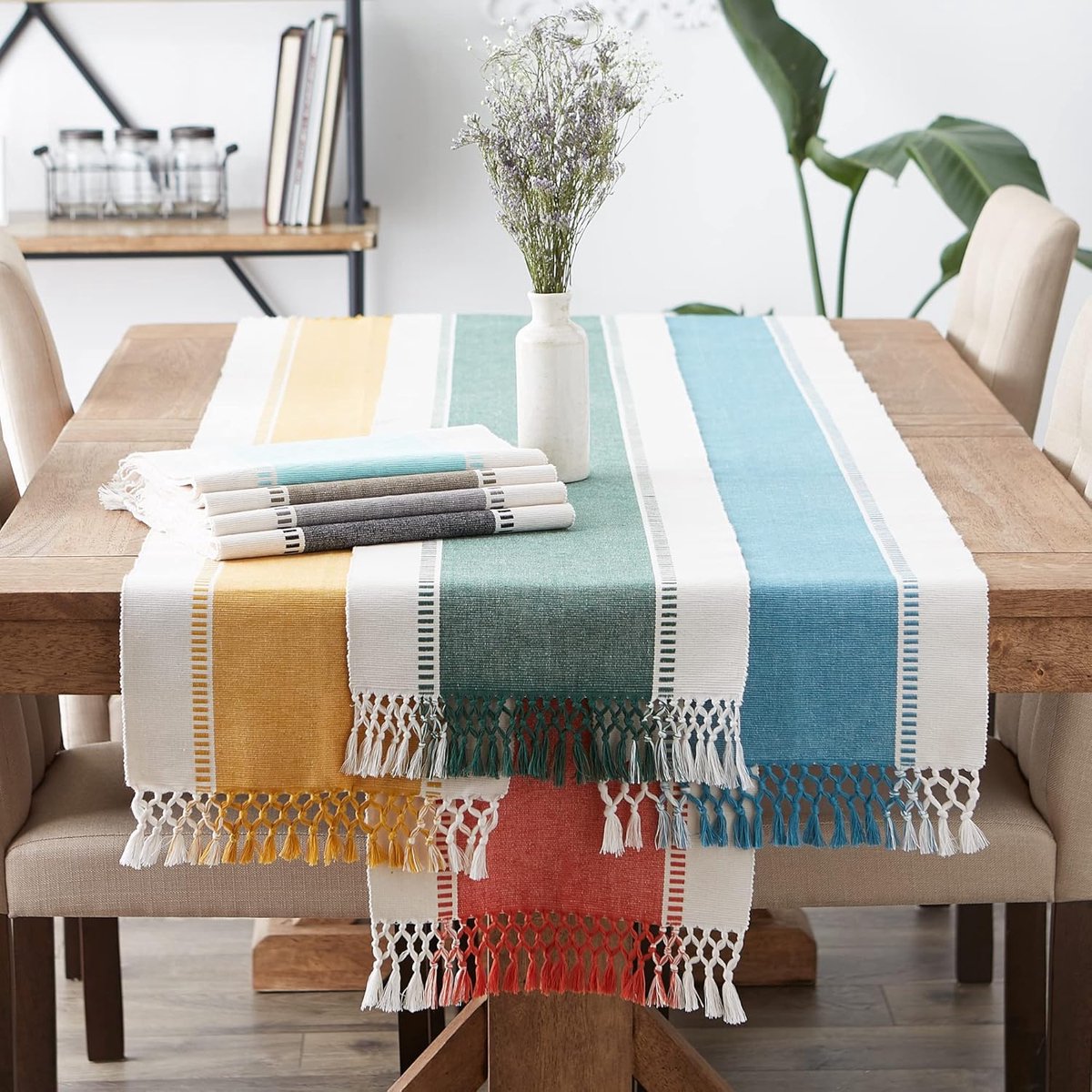 Geweven Tafelloper van Katoen in Cool Gray – 13x108 cm