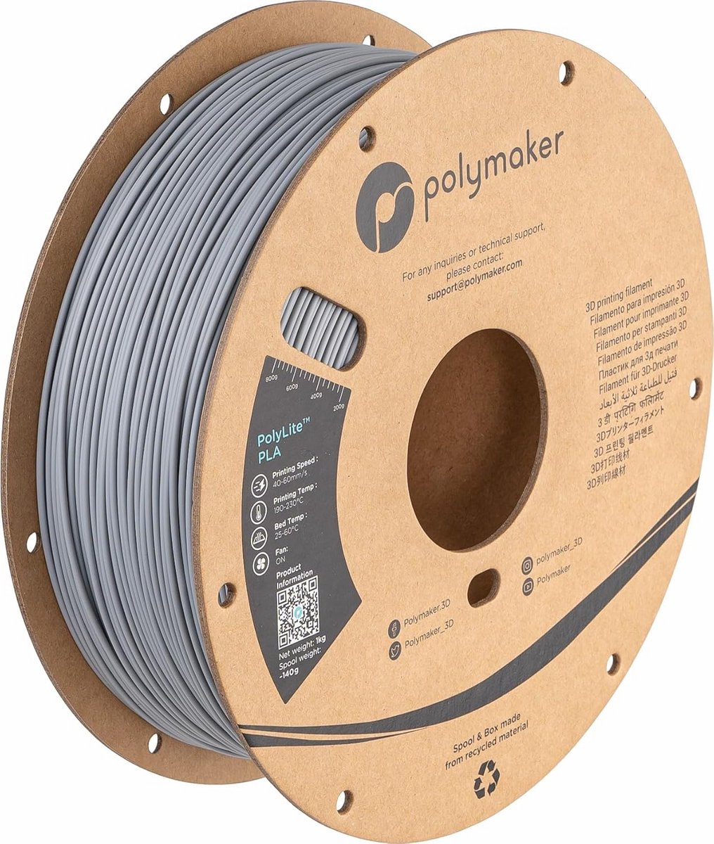 PLA Filament Grijs 1,75 mm - 1 kg voor 3D-printen