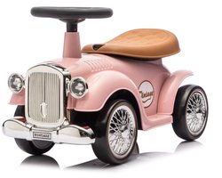 VROOOMY Classic 1930 Retro Loopauto 1 tot 3 jaar – Oldtimer Loopauto met EVA-rubberen banden & Claxon – Binnenspeelgoed Peuter met Blokstandaard & Cadeaubox – Roze