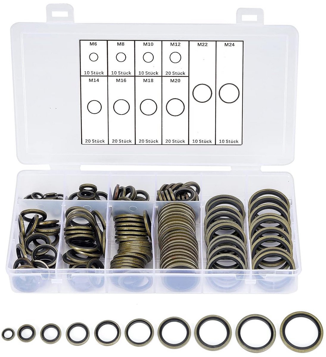 150 stuks hydraulische afdichtringen met rubberen lip voor M6-M24 olieaftapplug