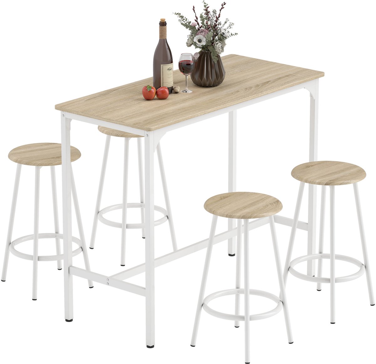 HOMCOM Bartafelset - Metaal - 110x50x89,5cm - Bruin